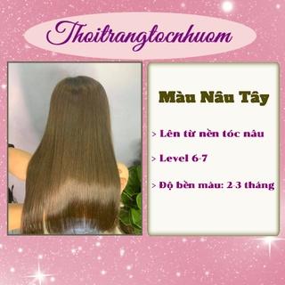 Thuốc Nhuộm Tóc (Nhẹ Mùi) Màu Nâu Tây HOT TREND - Kèm oxy trợ nhuộm và dụng cụ nhuộm - Thoitrangtocnhuom