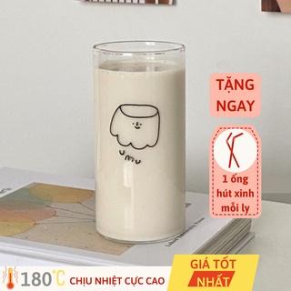 [Tặng ống hút xinh] Cốc, ly thủy tinh dễ thương uống nước cà phê xinh xắn