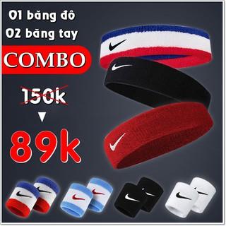 Combo 02 Băng Cổ Tay Thể Thao + 01 Băng Đô Nam Nữ Thấm Mồ Hôi Chơi Bóng Rổ Bóng Chuyền Cầu Lông Tennis Tập Gym Yoga