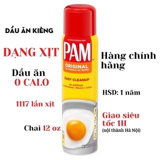 Dầu ăn kiêng PAM 0 calo, dầu ăn giảm cân dạng xịt, dầu hoa cải chai 12oz 1117 lần xịt