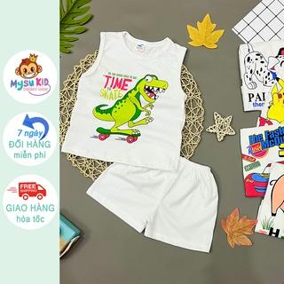 Đồ bộ trẻ em mùa hè Mysu kids - đồ bộ sát nách cho bé trai bé gái màu trắng thun cotton 100% từ 8 đến 60kg