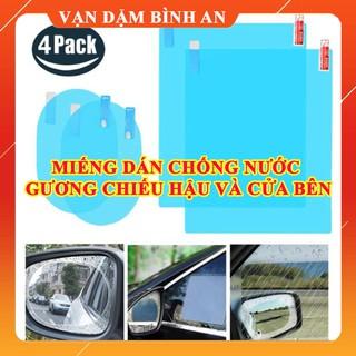 Combo 4 miếng dán chống đọng nước gương chiếu hậu và cửa bên ôtô (chống bám nước) - Vạn Dặm Bình An