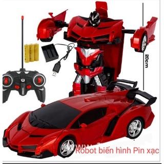 Xe ô tô điều khiển từ xa xe cảnh sát biến hình thành Robot siêu nhân đồ chơi trẻ em giá rẻ rc pin sạc