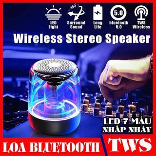 Loa bluetooth mini Yayusi C7 1000 mAh trong suốt led 7 màu supper bass loa trên dưới âm thanh vòm 6D