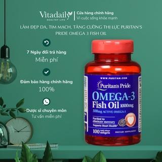 Viên uống dầu cá hỗ trợ làm đẹp da, tim mạch, tăng cường thị lực Puritan's Pride Omega 3 Fish oil 1000 mg