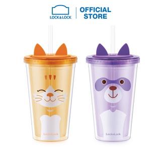 [LIFEMC18BP1 -10% đơn 250K] Ly nhựa 2 lớp Animal Lock&Lock Double Wall Cold Cup 520ml - HAP512 (2 màu)