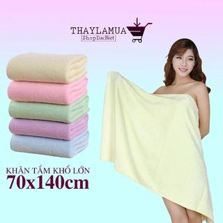 Khăn Tắm Xuất Nhật Khổ Lớn 1m4 x 70cm - 6 màu tùy chọn - xanh da trời, hồng, vàng, tím, cam, xanh lá