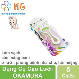 Dụng cụ cạo lưỡi Okamura - Làm sạch mảng bám lưỡi, phòng bệnh nha chu (Vỉ 5 Cái)