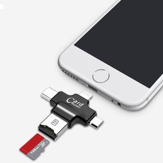 Đầu Đọc Thẻ Nhớ 4 Trong 1 Cho Điện Thoại iOS Micro USB Type C OTG Micro SD TF