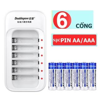 Combo bộ sạc pin đa năng Doublepow DP-B06 và 6 pin sạc dung lượng cao Doublepow AA 1200mAh