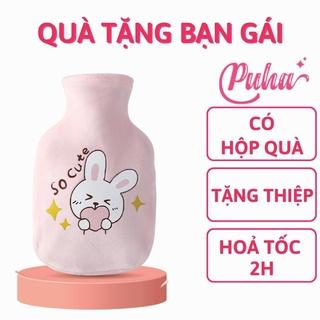 Túi chườm nóng lạnh đa năng PUHA 1000ml, túi chườm sưởi ấm bụng kinh giảm đau hiệu quả cho nữ