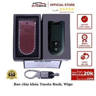 Bao da chìa khoá ô tô cao cấp toyota rush, wigo AT 2020, bọc chìa khoá ô tô da bảo vệ chống xước OTOBOX