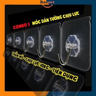 COMBO 5 Móc Dán Tường Chịu Lực Bền Đẹp Móc Dính Tường Trong Suốt Siêu Chắc Tiện Lợi