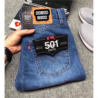 Quần jean nam ống suông xanh nhạt 501 quần bò nam ống rộng không co dãn  hàng cao cấp jeans cotton haian jeans