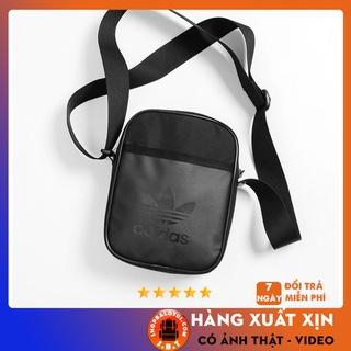 Túi đeo chéo nam Adidas Mini cao cấp unisex hàn quốc đi chơi học chất da màu đen giá rẻ đeo hông thời trang chống nước