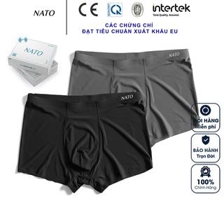 Quần Lót BOXER Nam Vải Lụa Băng Tự Nhiên 100% Thun Lạnh Cao Cấp Màu Đen Xám Basic Trơn Mát Thoáng Co Giãn Xì Lip Sì NATO