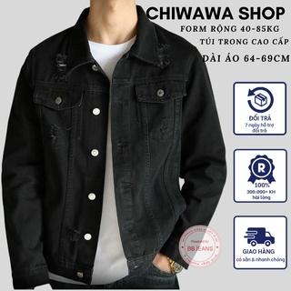 [Sỉ] Áo khoác jean nam nữ Unisex 2 dây kéo mới - áo khoác jean đen rách cao cấp giá rẻ Chiwawa shop