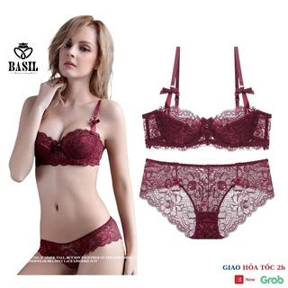 Bộ đồ lót QB02 nữ đệm mỏng có gọng chất Ren mềm mại thoáng mát Basil