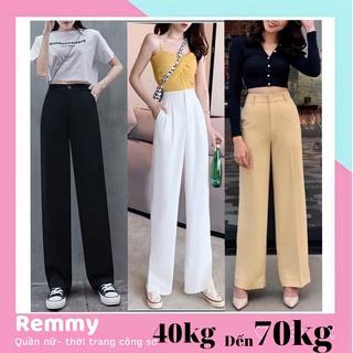 Quần ống rộng nữ Culottes tây âu ống suông dáng dài cạp cao vải màu đen trắng be