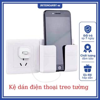 Kệ Dán Tường Để Remote, Đồ Dùng/ Giá Đỡ Sạc Điện Thoại - Có Móc Treo Giữ Dây Điện