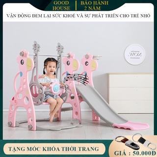 Cầu trượt cho bé kèm xích đu và bộ bóng rổ giúp bé vui chơi tăng cường phát triển của trẻ. Bảo hành 2 năm.