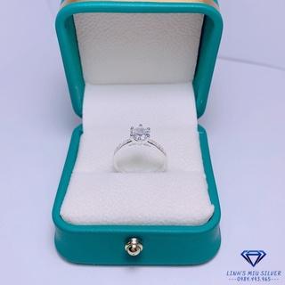 Nhẫn nữ bạc ta đá trắng trẻ trung LINH MIU SILVER