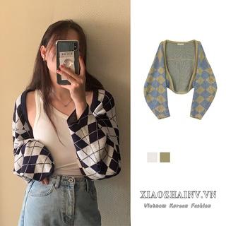 Xiaozhainv Áo Khoác Cardigan Dệt Kim Tay Dài Kẻ Sọc Kiểu Cổ Điển Hàn Quốc Thời Trang