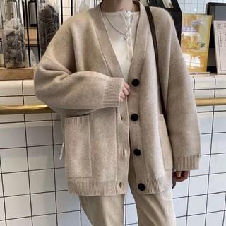 Áo khoác cardigan dệt kim dáng rộng cổ tim dài tay trơn màu xinh xắn thời trang Hàn Quốc thời thượng dành cho nữ