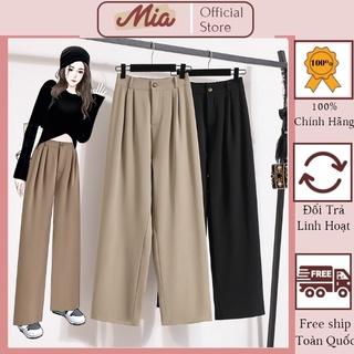 Quần ống rộng nữ lưng cao, quần ống suông Culottes Ulzzang nửa cạp chun vải Ruby chống nhăn siêu tôn dáng - Mia Shore