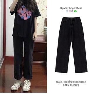 Quần Jean baggy ống suông rộng nữ Ulzzang Kyubi cơ bản có lai [Có Bigsize, Nhiều Màu]- Jean cullote Kyubi BJR21L