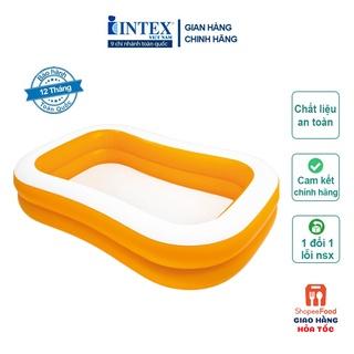 Bể bơi cho bé hình chữ nhật INTEX 57181/57180, dạng phao bơm hơi có 2 tầng, an toàn cho trẻ em em - Bảo hành 12 tháng