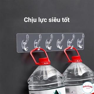 Thanh Treo Đồ Dán Tường 6 Móc Liền Mạch Trong Suốt Siêu Dính