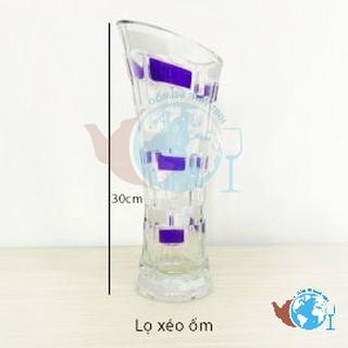 Bình bông lọ hoa thủy tinh trang trí dáng cao miệng xéo dễ thương 30cm