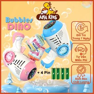 Súng Bắn Bong Bóng Xà Phòng Có Đèn Led DINO + 4 Pin + 1 Lọ Nước, Súng Đồ Chơi Cho Bé, Bắn Bong Bóng Cực Nhiều, Nhựa ABS