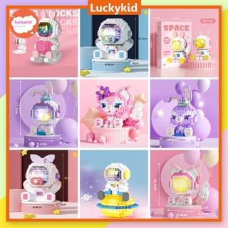 Mô hình lắp ráp 3d mini cute Đồ chơi lắp ghép xếp hình động vật phi hành gia có đèn led cho bé trai bé gái - Luckykid