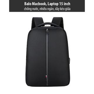 Balo đựng Macbook, Laptop 15 inch chống nước, cáp sạc ẩn, dây kéo giữa