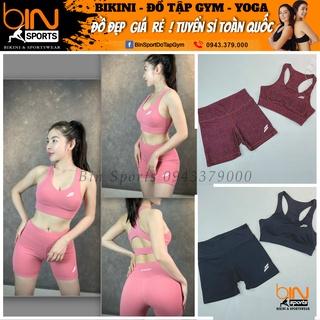 Đồ tập gym nữ, set bộ đùi thể thao áo bra kèm mút quần đùi Bin Sports BN013