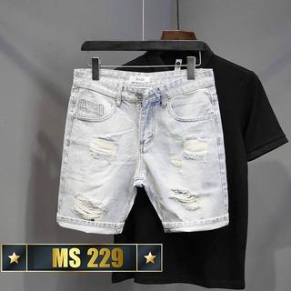 Quần Short Jean Nam màu trắng chất co giãn Muradfashion, Quần Sọt Nam chất vải bò co giãn trẻ trung cá tính SJNA240