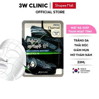 Mặt nạ giấy dưỡng da 3W Clinic Hàn Quốc chiết xuất than hoạt tính giúp giảm mụn thải độc trắng da và mềm mịn 23ml