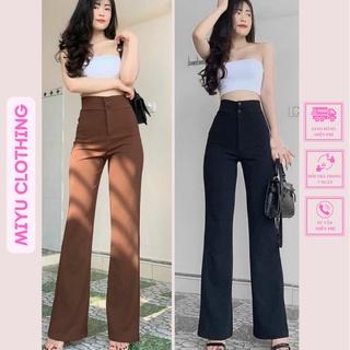 Quần ống loe Nữ cạp cao dáng dài quần legging nữ ôm ống loe nên from xinh tôn dáng chất liệu Vitex co giản MiyuClothing