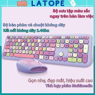 Bộ bàn phím chuột không giây Latope chuột bàn phím máy tính kết nối wireless laptop 666