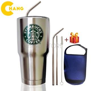 Ly Giữ Nhiệt Thái Lan 900ml Chống Trào + Tặng Kèm Túi Đựng Và Bộ Phụ Kiện Ống Hút Tái Sử Dụng ( Nhiều màu ngẫu nhiên)