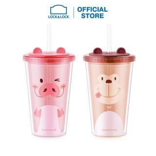 [LIFEMC18BP1 -10% đơn 250K] Ly nhựa 2 lớp Animal Lock&Lock Double Wall Cold Cup 520ml - HAP511 (2 màu)