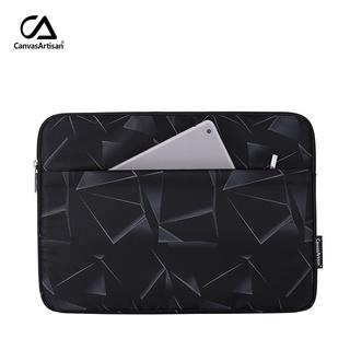 CanvasArtisan Túi đựng laptop bằng vải họa tiết hình học 3D chống thấm nước có túi trước cho Matebook M1 M2 Air Pro Acer Dell 11/12/13/14/15 inch