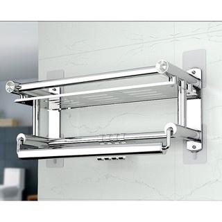 Kệ Treo Khăn Nhà Tắm, Giá Để Đồ Nhà Tắm Inox 304 Có Móc Treo Khăn, Lắp Đặt Dính Tường KG02