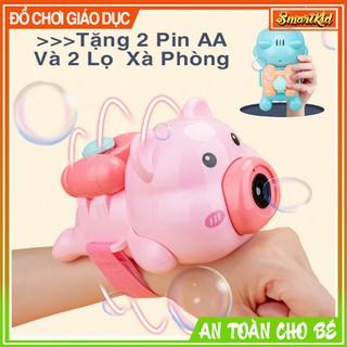 Súng Bắn Bong Bóng Xà Phòng Đeo Tay Hình Con Heo (Tặng Kèm 2 Lọ Xà Phòng và 2 Pin AA)