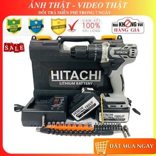 Máy Khoan Pin HITACHI 199VF, Khoan pin không chổi than, Máy bắn vít pin tặng kèm bộ phụ kiện 22 chi tiết