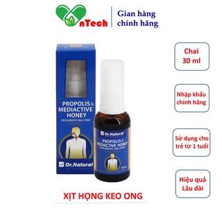 Xịt họng keo ong Dr.Natural hỗ trợ sát khuẩn vệ sinh răng miệng ngăn ngừa các vấn đề về đường hô hấp chai 30ml