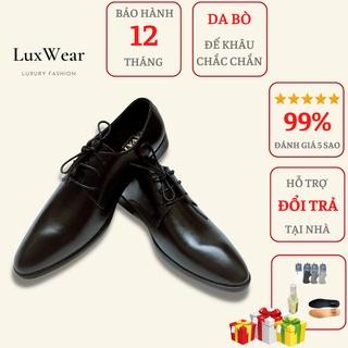 [Mã BMINC50 giảm 50K đơn 99K] Giày tây nam công sở da bò cao cấp đế khâu LuxWear Oxford màu đen bảo hành 12 tháng GT01