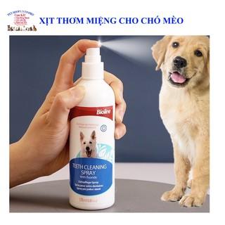 CHAI XỊT THƠM MIỆNG CHO CHÓ MÈO THÚ CƯNG Bioline Teeth Cleaning Spray Chai 175g Giúp thơm miệng Khử mùi hôi Chống viêm